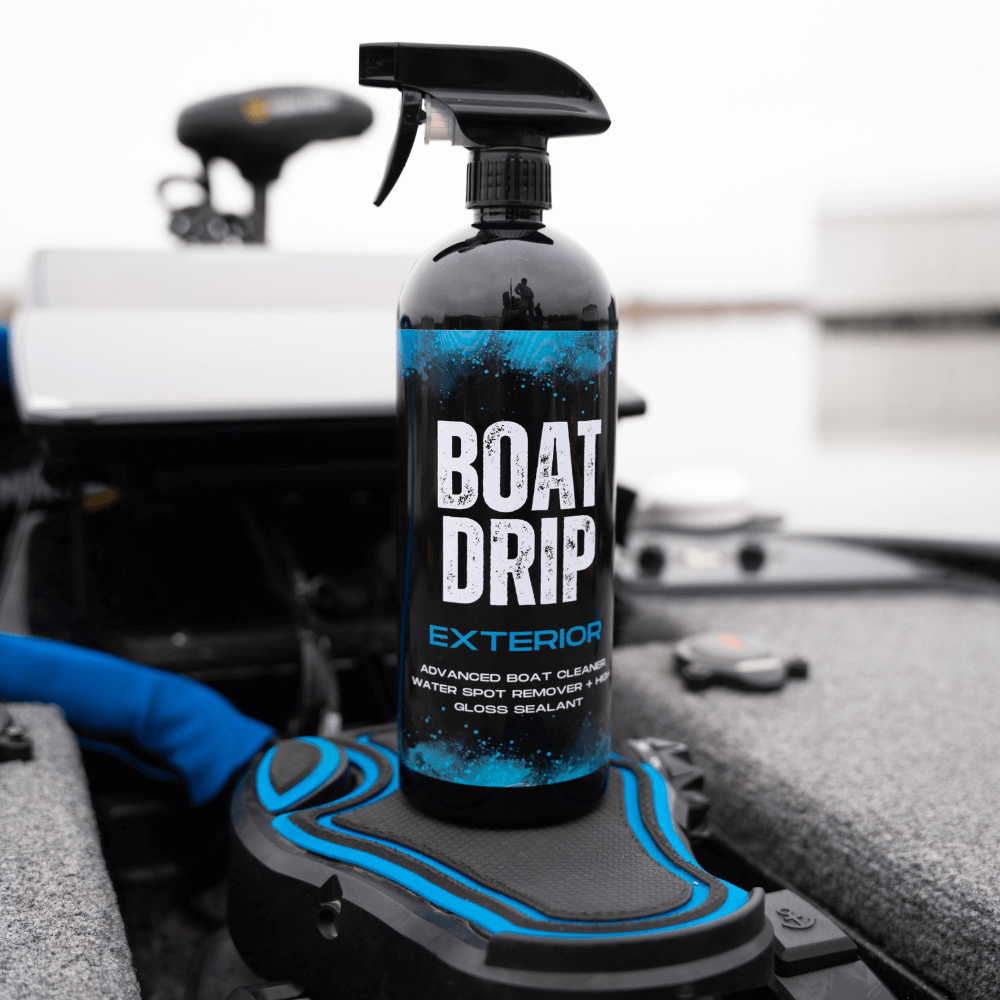 Boat Drip - Exterior Boat Hull CleanerThe best boat cleaning spray - Boat Drip. Remove hard water spots / dirt / grime, and protect your boat paint with this one spray! Boat Drip offers a premium water spot remover and high gloss sealant, delivering a pri