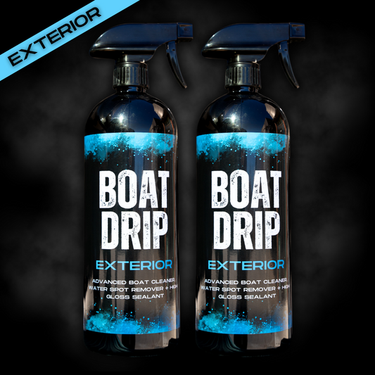 Boat Drip - Exterior Boat Hull Cleaner 2 PackThe best boat cleaning spray - Boat Drip. Remove hard water spots / dirt / grime, and protect your boat paint with this one spray! Boat Drip offers a premium water spot remover and high gloss sealant, deliverin